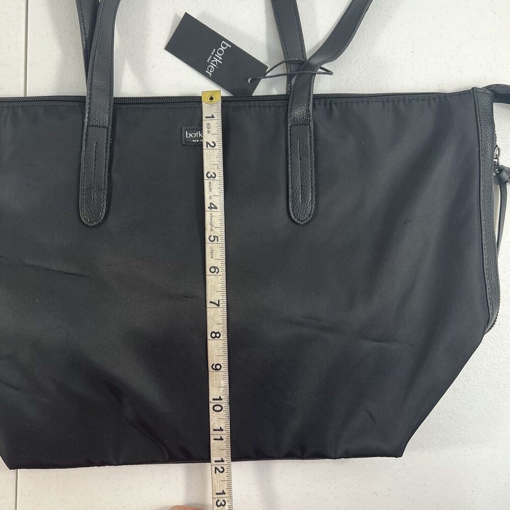Botkier New York Black Nylon Tote‎ Vegan Leather Trim Zipper Shoulder Bag NEW - Picture 13 of 14